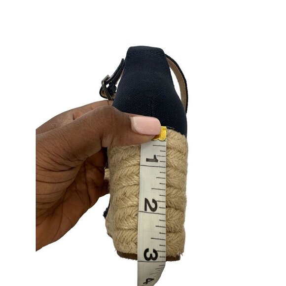 Lucky Brand Navy Blue Canvas Espadrille 3 Inch Wedge Sandals Size 9 - Picture 12 of 14